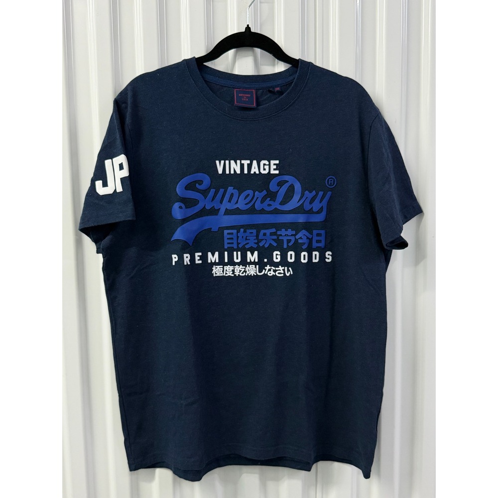 Superdry T-Shirt Men 3XL Navy Blue Excellent Graphic Premium Goods Streetwear